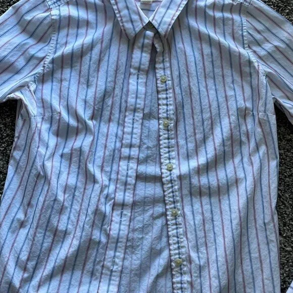 Vintage Abercrombie & Fitch Button Up Shirt Womens Large White Striped L/S Top - Picture 4 of 7